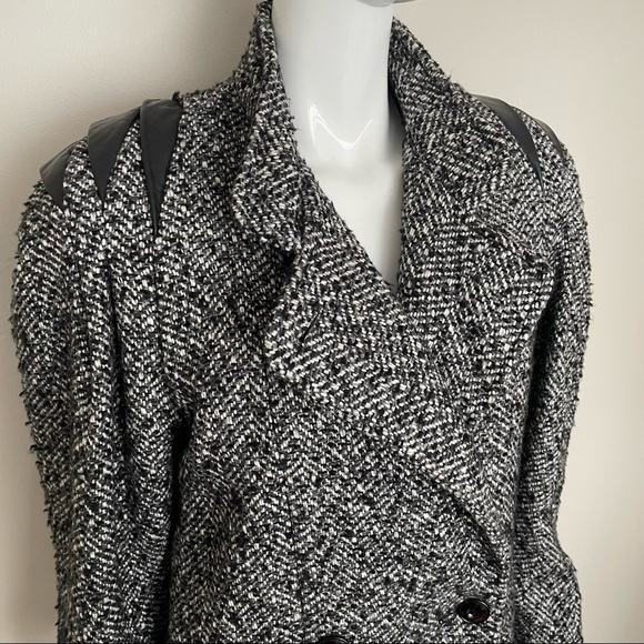 GENUINE VINTAGE Aritzia Style 80s Tweed Shoulderpads Double Breasted Jacket Coat - Picture 7 of 8